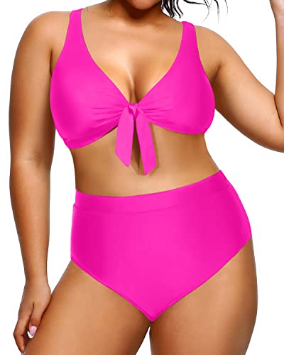 Beadeez Women's Plus Size High Waist V Neck Swimsuit Two Piece Tummy  Control Bathing Suit