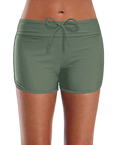 V Slit Design Swim Bottoms For Summer Beach Activities-Army Green