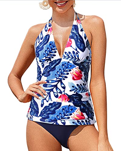 Sexy And Cute Open Back Swimsuits Floral Bikini Bottom Two Piece Tanki ...