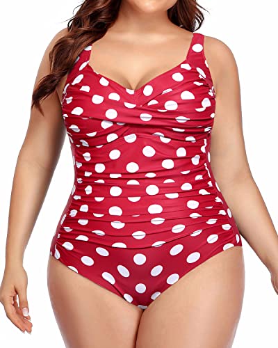 Tummy Control Bathing Suits Push Up Plus Size Sexy Swimsuits For Women-Red Dot