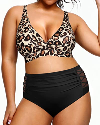 Leopard Two-Piece Plus size Tummy Control High Waist Bikini