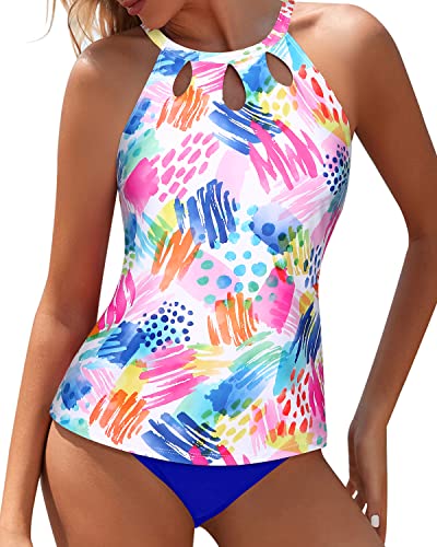 Trendy Swim Top & High Waisted Bottom Tummy Control Tankini Swim Suit ...