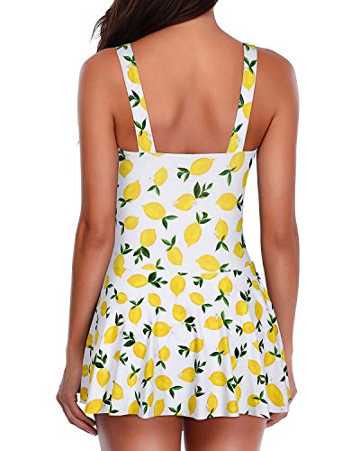Flattering Flowy Swimdress Skirt Swimwear For Women-Lemon