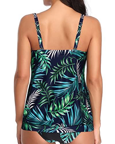 Adjustable Strap Athletic Tankini Top For Women-Leaf