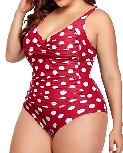 Tummy Control Bathing Suits Push Up Plus Size Sexy Swimsuits For Women-Red Dot