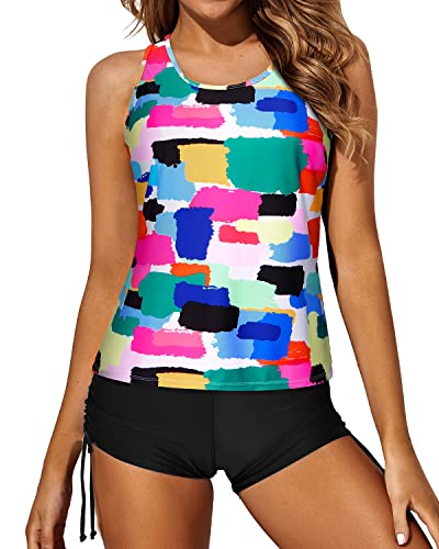 Strappy Criss Cross 3 Piece Tankini Swimsuits For Women-Color Tie Dye ...