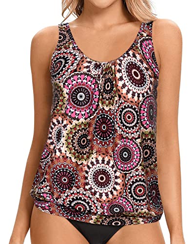 Loose Fit Tankini Swim Top For Women-Mandala